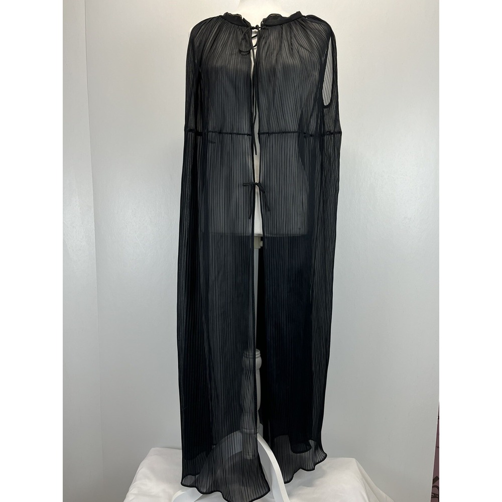 Vintage Unbranded Sheer Robe Lingerie Sz One Size VGUC Sleeveless Double Tie